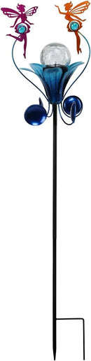 VCUTEKA Solar Lights Outdoor Metal Garden Stake Waterproof Crackle Glass Globe Garden Decor Fairy for Pathway, Lawn, Patio, Yard by CozyNest Decor