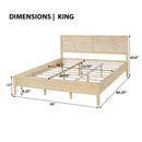 King Size Wood Platform Bed Frame with Classic Panel Headboard by HouseOfZazla