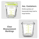 Matyz 4-Pack Baby Glass Jars For Food Storage with Lids Airtight and Stackable Tray (Mint Green, 4 OZ Each) - Small Solid Food Storage Containers For Baby On The Go - Freezer Microwave Oven Safe by TinyTreasures Baby Boutique