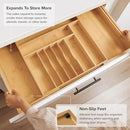 Premium Silverware, Flatware and Utensil Organizer for Kitchen Drawers, Food-Safe Contract Grade, Expandable from 18 to 33 In, Natural Bamboo by CozyNest Decor