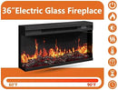 3-Sided Glass Farmhouse Fireplace TV Stand for TVs Up to 100 Inch, Entertainment Center with 36" Electric Fireplace, Oak TV Console with Storage Cabinets for Living Room by CozyNest Decor