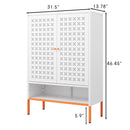 Grid Double Door Shoe Cabinet With Adjustable Compartments And Moisture-Proof Design In Metal