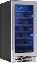 Zephyr Brisas 15 Inch Slim Wine Fridge Single Zone Under Counter - Narrow Mini Wine Cooler Small Cabinet Wine Refrigerator Home Bar Freestanding with Glass Door - 28 x 750ml Bottles by CozyNest Decor