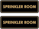 Signs ByLITA Standard Sprinkler Room Sign (Black/Gold) - Small 2 Pack by GreenHaven Gardens