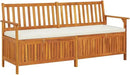 vidaXL Solid Acacia Wood Storage Bench with Cushion- Brown & Cream White, Indoor-Outdoor Versatile Bench with Ample Storage, Comfortable Padded Cushion Included by CozyNest Decor
