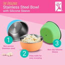 Elk and Friends Stainless Steel Bowls + Silicone Sleeve and Storage Lid | Baby, Toddler, Kids | Cereal & Snack Bowls | Storage Containers | Dishwasher Safe | 4 Pack by TinyTreasures Baby Boutique