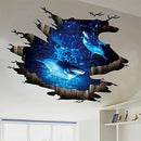 Quanhaigou 3D Wall Decals Stickers Wall Murals Wallpaper Decor for Home Floor Living Room (Blue Dolphin) by CozyNest Decor