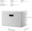 PRANDOM Collapsible Storage Bin with Lid [3-Pack] Fabric Foldable Storage Box Organizer Container Basket Cube with Cover for Home Bedroom Closet Office Beige(15.3x10x9.7) by TinyTreasures Baby Boutique