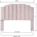 24KF Pink Velvet Tufted Queen Upholstered Headboard, Modern Vertical Channel Design California Queen/Full Headboard with Stepped Silhouette Top Edge, Pink by CozyNest Decor