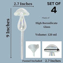Evelots Plant Self Watering Glass Globes, Iridescent Mushroom Shaped Bulbs (4 Pack) Automatic Water Irrigation System for Plants with Funnel, Indoor & Outdoor Use -Extra Long 9 Inches