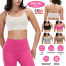 Women Strap Sport Bras Padded StrappyÊCrop Square Neck Low Impact Bras SexyÊFitnessÊTank Tops with Removable Pads Flat Straps for Gym Yoga Workout Run