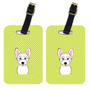 Checkerboard Lime Green Westie Luggage Tag