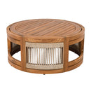27.95" Acacia Wood Outdoor Coffee Table with Handwoven Rope Accent by HouseOfZazla