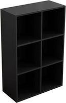 6-Cube Storage Shelf Bookcase - Wooden 3-Tier Floor Standing Open Bookshelf for Home and Office, Display Cabinet, Black by CozyNest Decor