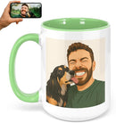 Personalized Coffee Mug, Custom Drawing Portrait Gift, Funny Customized Coffee Gift for Men & Women, Custom Mugs with Pictures, Light Green 15oz Customized Ceramic Tea Cup by TinyTreasures Baby Boutique