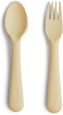 mushie Flatware Fork and Spoon Set For Kids | Made in Denmark (Daffodil) by TinyTreasures Baby Boutique
