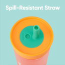 Owala Kids BPA-Free Plastic Tumbler with Spill Resistant Flexible Straw, Easy to Clean, Kids Water Bottle, Great for Travel, Dishwasher Safe, 15 Oz, Orange and Peach (Watermelon) by TinyTreasures Baby Boutique
