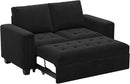 Belffin Modular Sectional Sleeper Sofa with Pull Out Couch Bed Modular Sleeper Loveseat Sectional Sofa Velvet Fabric for Living Room Apartment Black by CozyNest Decor