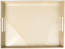 Beige Decorative Tray, Rectangular Large Serving Tray with Handles, Plastic Coffee Table Tray for Ottoman, Living Room, Kitchen Tabletop, 15.7” x 11.8” x1.6” by CozyNest Decor