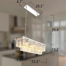 Luxury Chrome Rectangular Crystal Chandeliers Lighting Modern Pendant Ceiling Lights Rectangle Chandelier Lamp Fixture 8-Lights for Dining Room Kitchen Island by CozyNest Decor
