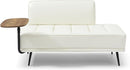 Sofa,Bed Bench,Small Spaces Furniture,Polyurethane Leather,Wood Frame,High Density Sponge Infillings,360-Degree Swivel Tray,Black Metal Leg (Beige) by CozyNest Decor