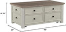 Signature Design by Ashley Bolanburg Farmhouse Lift Top Coffee Table with Drawers, Antique Cream & Brown by CozyNest Decor