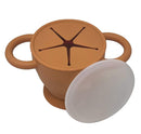 BraveJusticeKidsCo | Snack Attack II Snack Cup | Collapsible Silicone Snack Container | Toddler and Baby Snack Catcher Lid (Honey Ginger) by TinyTreasures Baby Boutique