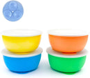 Elk and Friends Stainless Steel Bowls with Silicone Sleeve for Babies & Toddlers | Lids Included | Stay Put Suction | Cereal & Snack Bowls | 4 Pack by TinyTreasures Baby Boutique