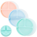 WeeSprout Suction Plates for Babies With Lids & Toddlers - 100% Silicone, Dinnerware Stays Put, Divided Design for Picky Eaters, Microwave & Dishwasher Friendly, 3 Pack by TinyTreasures Baby Boutique