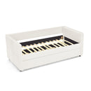 Daybed with Trundle Upholstered Tufted Sofa Bed, Twin Size, Boucle Fabric, Beige (83'x43'x29.5')