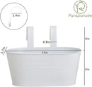 3 Pack Metal Hanging Flower Pots for Railing Fence，Outdoor Balcony Rail Planter with Detachable Hooks Drainage Holes for Deck Garden Home Decor White by GreenHaven Gardens