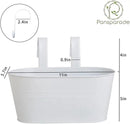 5 Pack Metal Hanging Flower Pots for Railing Fence，Outdoor Balcony Rail Planter with Garden Tools Detachable Hooks Drainage Holes for Deck Garden Home Decor White by GreenHaven Gardens