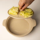 Microwave Silicone Steamer for Baby Food, Made In Korea, Oven & Dishwasher Safe to 482°F, Easy Clean, Microwave Pot with Handle & Lid, 100% Food Grade Steamer Bowl (Creme Brulee, 29oz (850ml) with basket) by TinyTreasures Baby Boutique