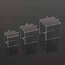 Clear Acrylic Risers 3 pcs, Square Acrylic Food Display Stands Tabletop, Display Shelf for Vendors, Collectibles, Funko Pop, Food, Glasses, Perfume, Small Plants - 5''x6''x7'' by CozyNest Decor