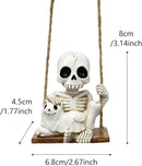 Halloween Resin Skeleton Swing Ornament - Animated Skeleton with Black Cat Figure, Hanging Decor for Tree Wall Garden - Spooky Fun Festival Decor Prop by CozyNest Decor