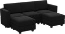 Belffin Modular Sectional Sofa with Double Chaise Velvet U Shaped Sofa Reversible Sectional Couch with Storage Black by CozyNest Decor