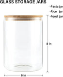 Food Storage Jars,2pack-105 Ounces3100ML -Stackable Glass Storage Containers Clear Glass Food Canister with Bamboo Lid Airtight For Serving Tea, Coffee, Flour, Sugar, Candy, Cookie, Spice and More by CozyNest Decor