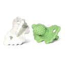 RaZbaby RaZberry Silicone Teether Pacifier – Teething Relief for Infants, Food-Grade, BPA-Free, Hands-Free, Natural Berrybumps Fruit Texture for Sensory Development, Freezable, 2-Pack - Green & White by TinyTreasures Baby Boutique