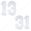 GOER Number 13 Balloons for 13th Birthday Sweet 13 Party Decorations,42 Inch Jumbo Foil Helium 31 Balloons for 31st Birthday Party Decoration (White) by TinyTreasures Baby Boutique