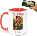 Personalized Coffee Mug, Custom Photo Caricature Gift, Funny Customized Coffee Gift for Men & Women, Custom Mugs with Pictures, Orange 15oz Customized Ceramic Tea Cup by TinyTreasures Baby Boutique
