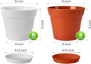 homenote Plant Pots,6 Inch Flower Pots for Plants Plastic Planters for Indoor with Multiple Drainage Holes and Trays, for All Home Garden Flowers Succulents,Outdoor(White&Red,16 Pack) by CozyNest Decor