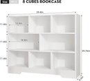 Book Shelf, 8 Cubes Storage Organizer, 3-Tier Open Shelf Wooden Bookcase, Freestanding White Bookshelf Cube Shelf for Bedroom, Living Room by CozyNest Decor