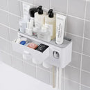 HubiCare Toothbrush Holder with Toothpaste Dispenser Wall Mounted for Bathroom, Automatic Toothpaste Squeezer, Bathroom Organization and Storage, 5 Toothbrush Slots (3 Cups) by CozyNest Decor