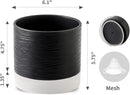 Nihow Ceramic Plant Pot: 6 Inch Planter with Drainage Hole & Saucer for Indoor & Outdoor Plants - Cylinder Round Flower Pot for Succulent/Herbs/Violets - Black & White