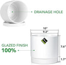 Aveyas 10 inch Ceramic Plant Pot with Drainage Hole and Saucer - Suitable for Indoor and Outdoor Use, Modern Planters for House Garden Flower Tree Snake Monstera Plants (10", Matte White)