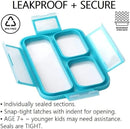 Snack Containers - MINI Bento Box, Small Lunch Boxes for Kids Toddlers Boys Girls, Leakproof 3 Compartment Containers for Meal or Snacks, Day-Care Pre-School Travel, BPA Free, 2 Pack Set Coral Blue by TinyTreasures Baby Boutique