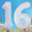 GOER Number 16 Balloons for 16th Birthday Sweet 16 Party Decorations,42 Inch Jumbo Foil Helium 61 Balloons for 61st Birthday Party Decoration (White) by TinyTreasures Baby Boutique