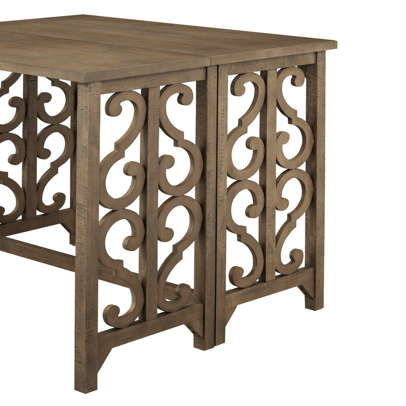 3-Piece Retro Dining Set Solid Wood Counter Height Pub Set Foldable Table with 2 Saddle Stools for Kitchen, Small Space (Distressed Brown)