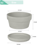 vensovo 4.5 Inch Grey Terracotta Shallow Succulent Pots - 6 Pack Terra Cotta Clay Pot with Saucer, Cacuts Indoor and Outdoor Planters with Drainage Hole by GreenHaven Gardens
