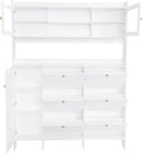 Ball & Cast Tipping Bucket 3-Tier Shoe Cabinet with 6 Flip Drawers and Storage Shelf,Entryway Hall Tree with Tempered Glass Doors and 4 Hooks,for Hallway,Mudroom,Living Room,White by CozyNest Decor